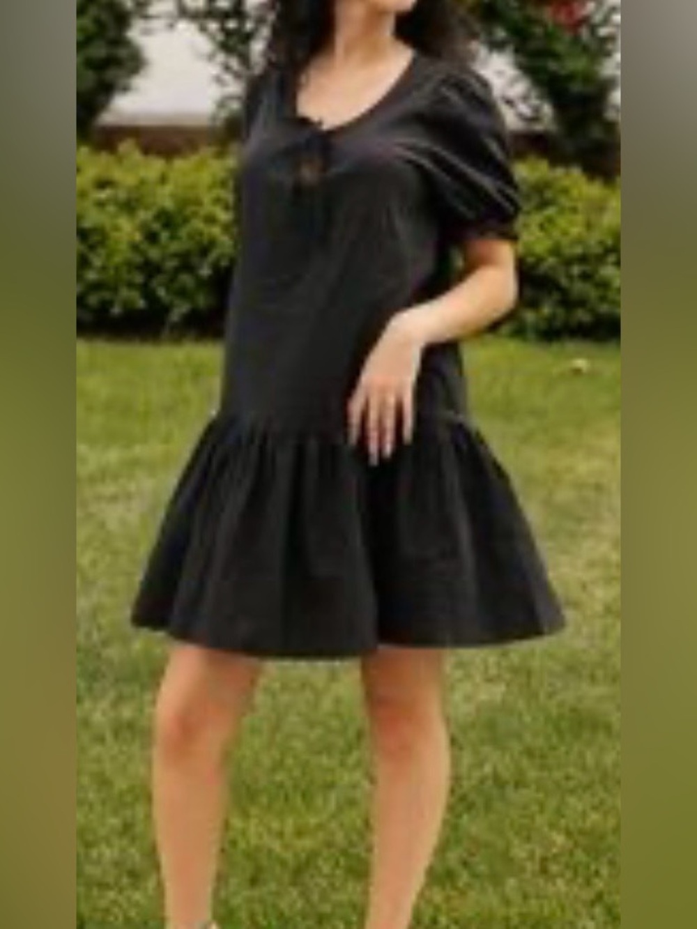 SMASH + TESS Amber Puff Sleeve Mini Dress in Midnight Black sz M , NEW with tags